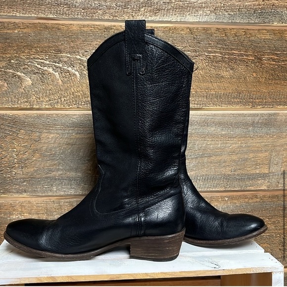 Frye Carson Pull On Black Leather Southern Western Cowgirl Festival Boots 11 - Picture 7 of 13